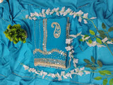 Turquoise Mirror Gleam Embroidered Suit Set