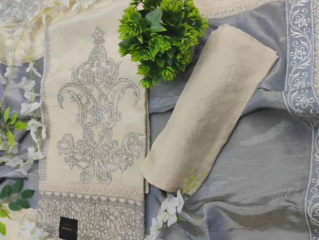 Ivory Mist Regal Embroidered Suit Set