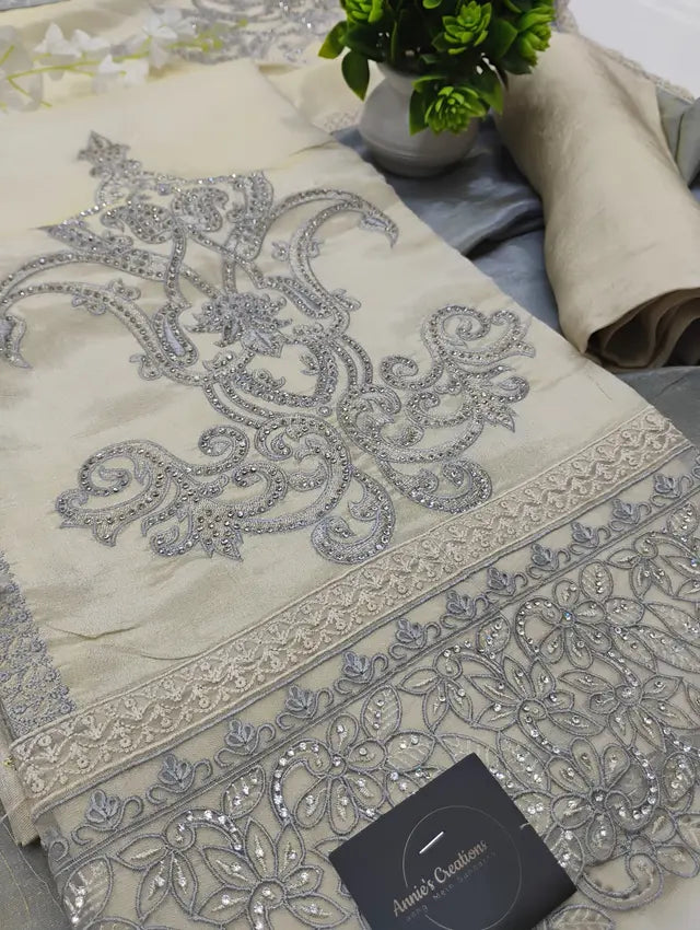 Ivory Mist Regal Embroidered Suit Set