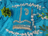 Turquoise Mirror Gleam Embroidered Suit Set