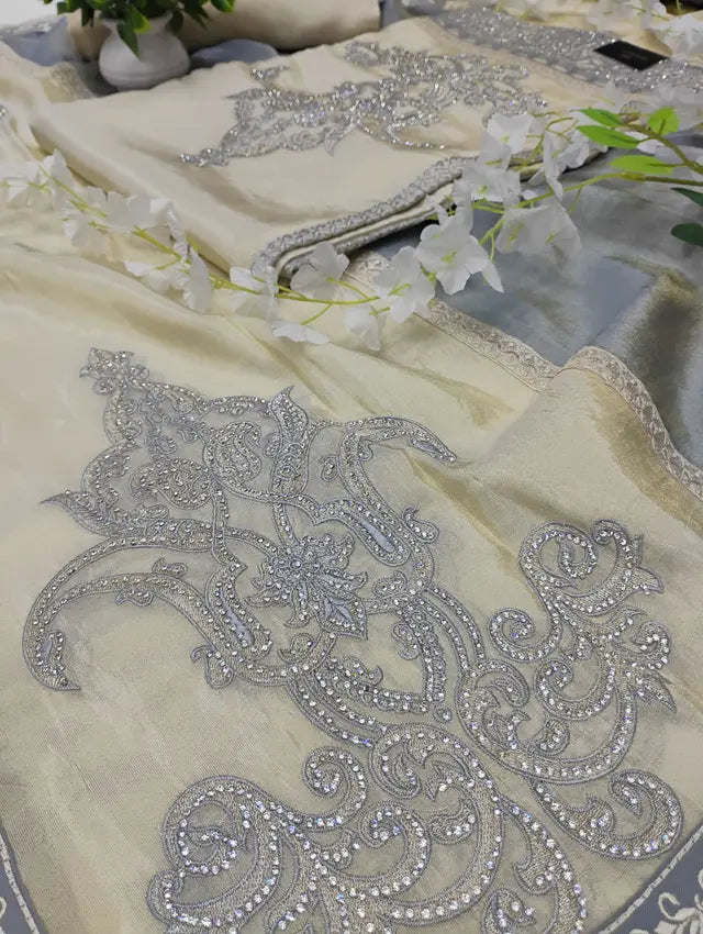 Ivory Mist Regal Embroidered Suit Set