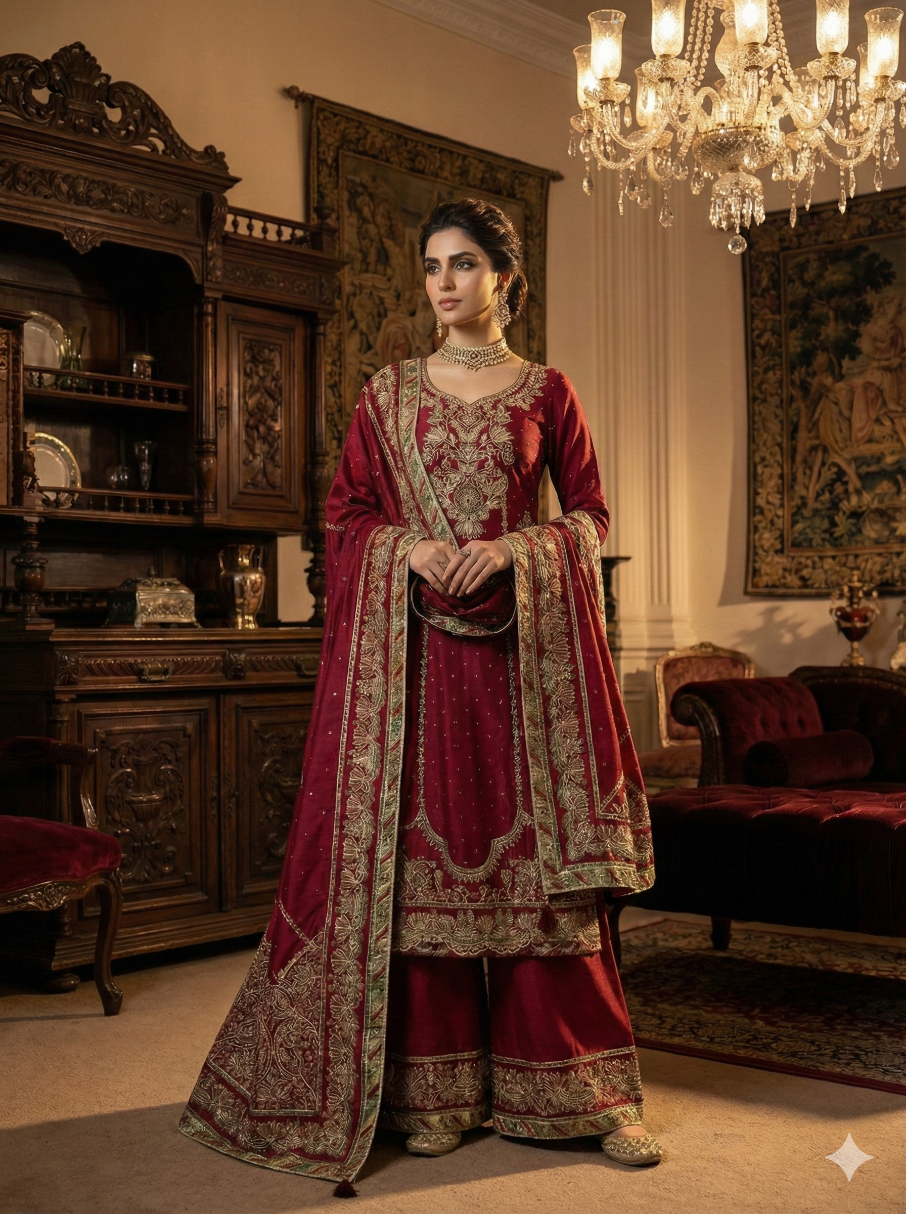 Premium Organza Embroidered Suit