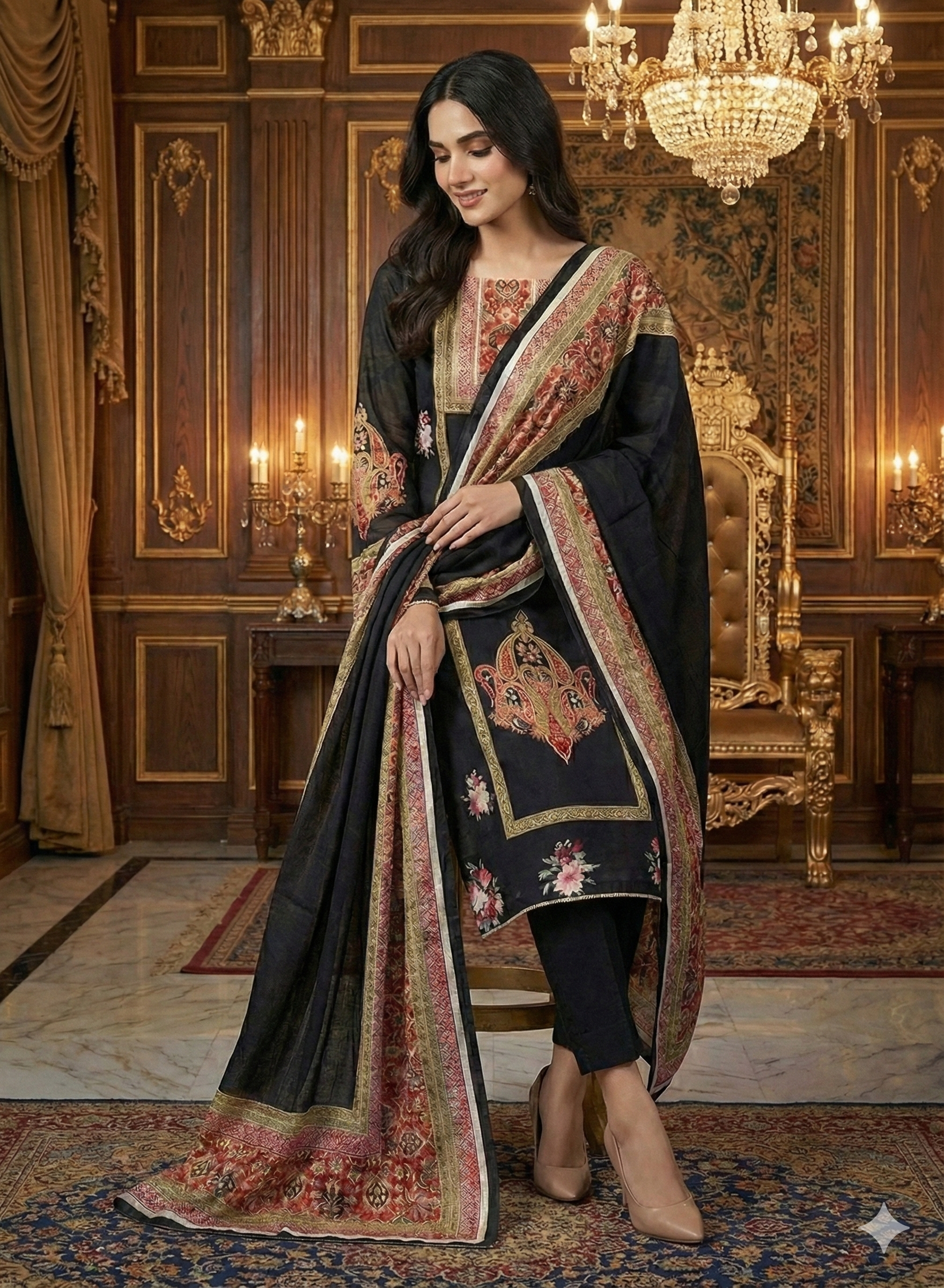 Premium Satin Silk Printed Suit with Designer Dupatta